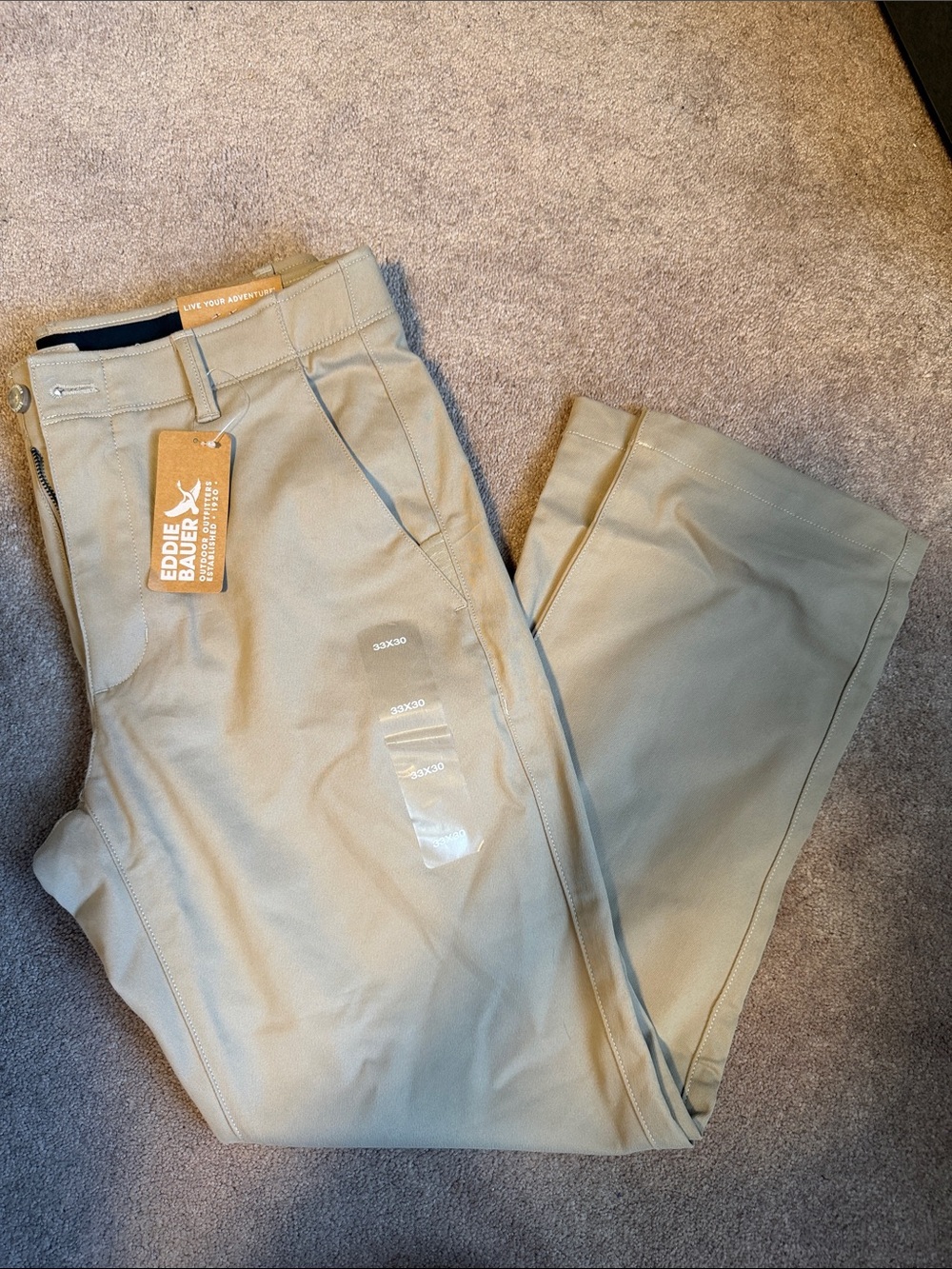 Eddie Bauer Men’s Khaki Stretch Chinos